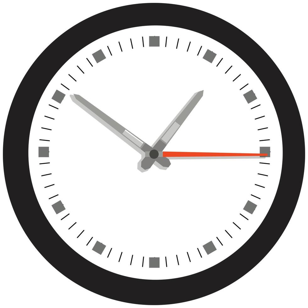 Analogue wall clock isolated on white background illustration vector