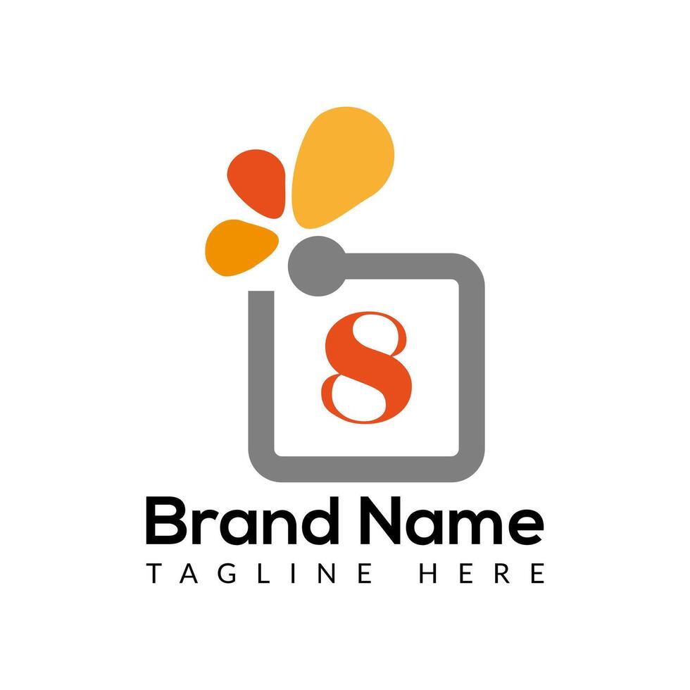 Gift Logo On Letter 8 Template. Gift On 8 Letter, Initial Gift Sign Concept vector