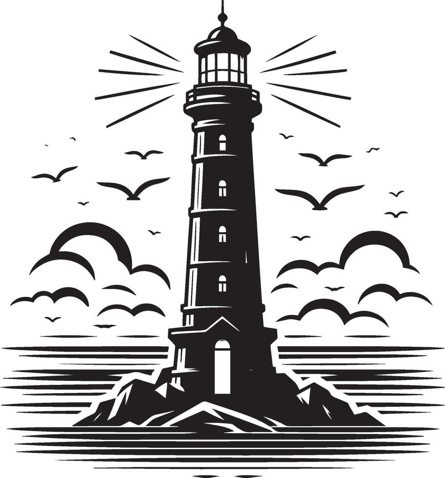 Lighthouse silhouette flat illustration isolated on a white background vector