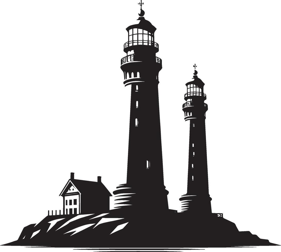 Lighthouse silhouette flat illustration isolated on a white background vector