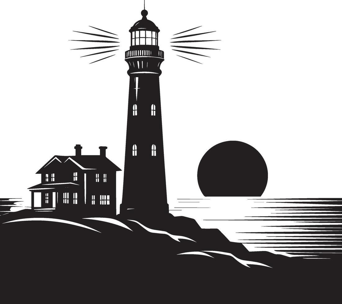 Lighthouse silhouette flat illustration isolated on a white background vector