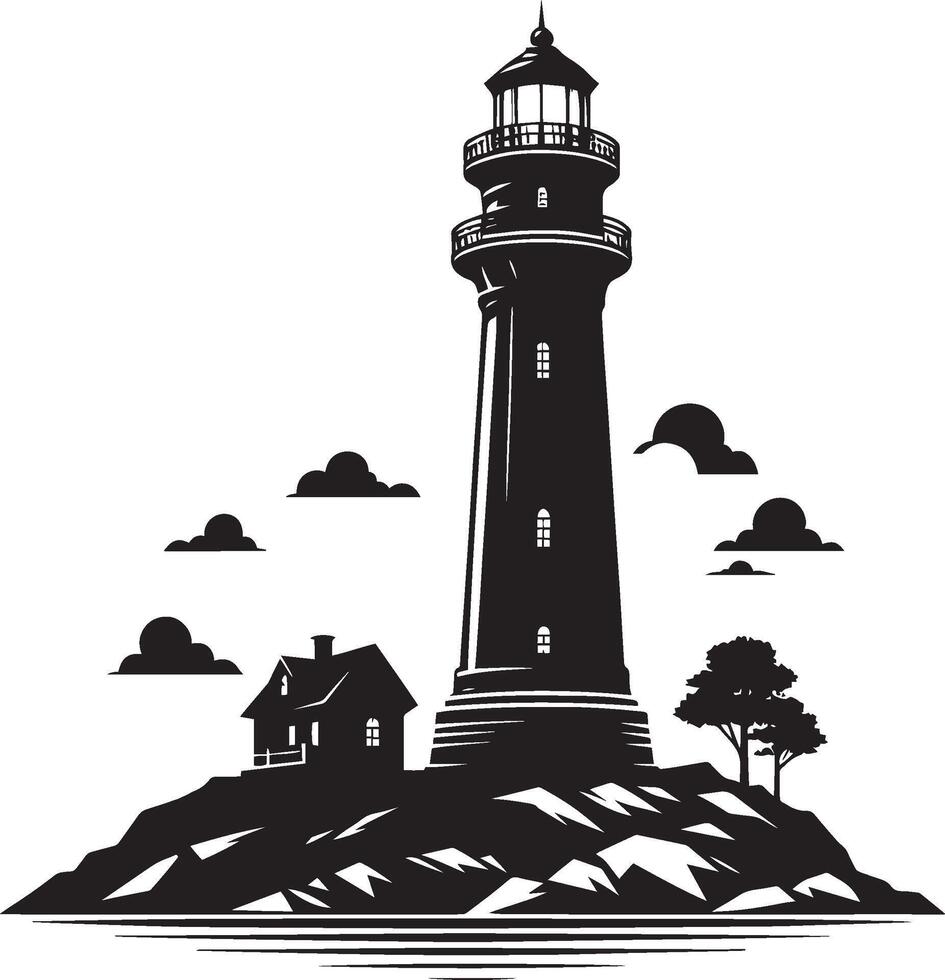 Lighthouse silhouette flat illustration isolated on a white background vector