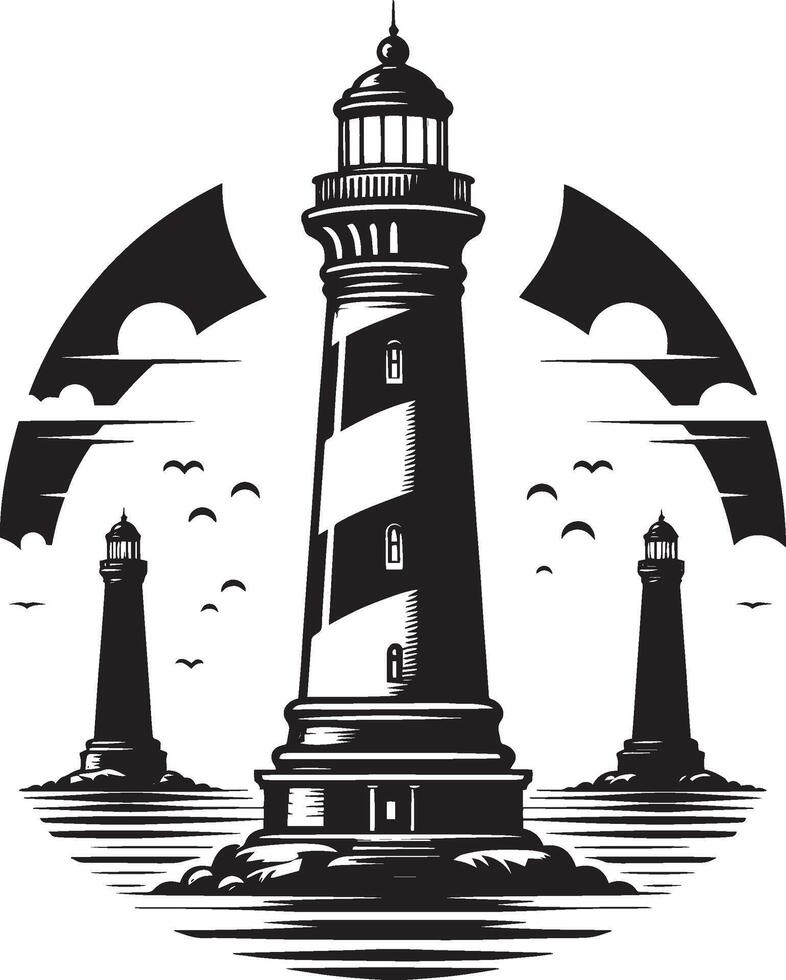 Lighthouse silhouette flat illustration isolated on a white background vector
