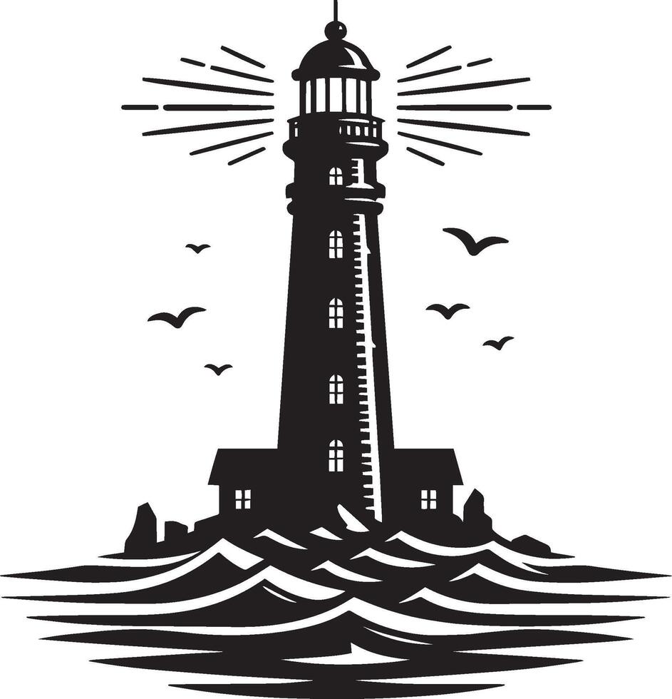Lighthouse silhouette flat illustration isolated on a white background vector