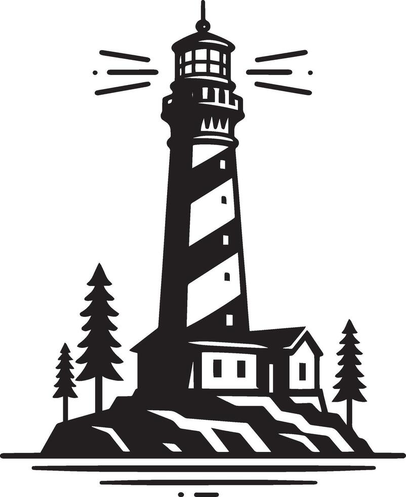 Lighthouse silhouette flat illustration isolated on a white background vector