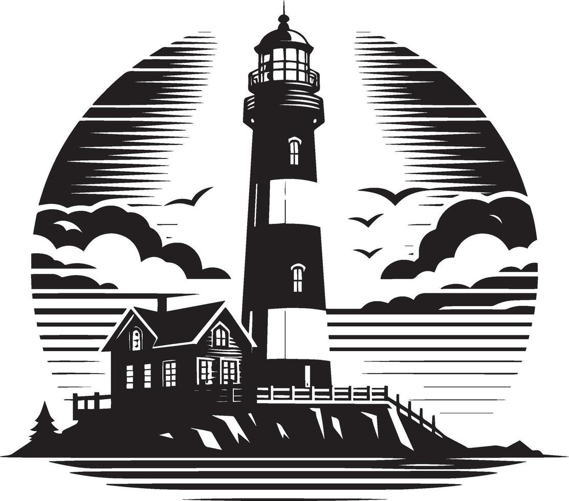 Lighthouse silhouette flat illustration isolated on a white background vector