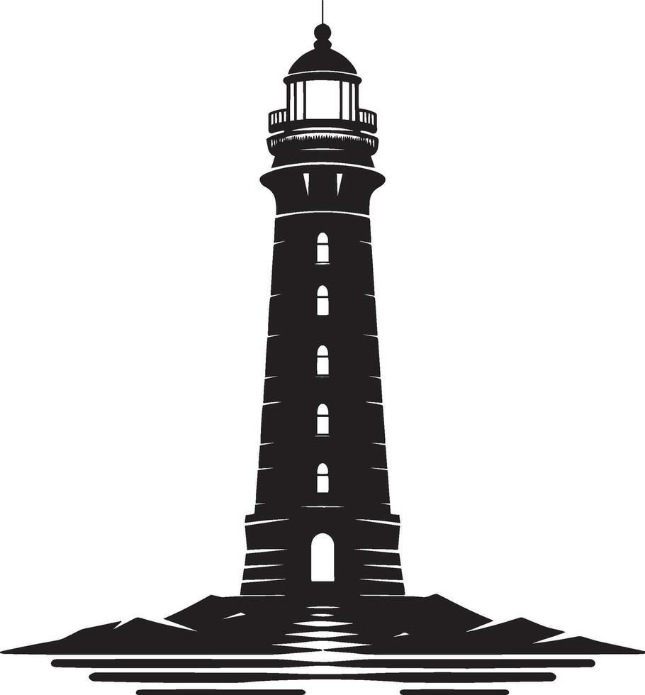 Lighthouse silhouette flat illustration isolated on a white background vector