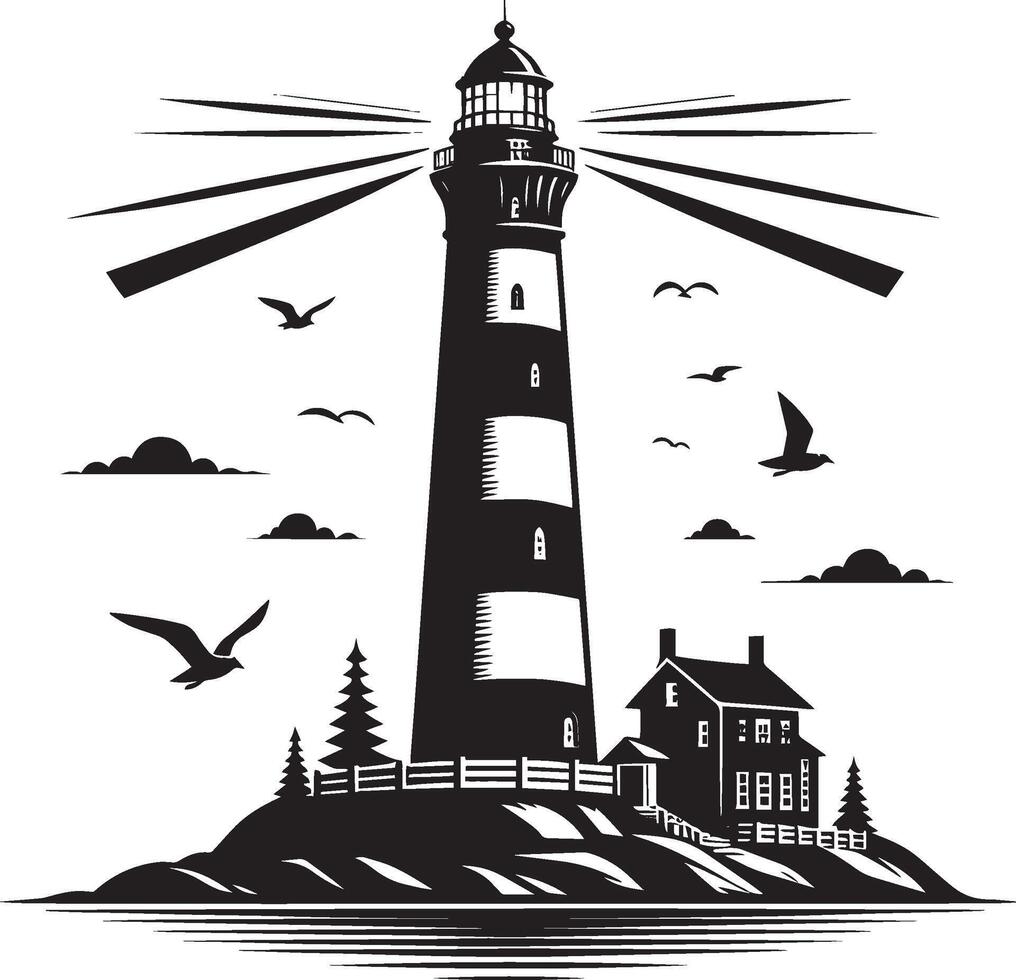 Lighthouse silhouette flat illustration isolated on a white background vector