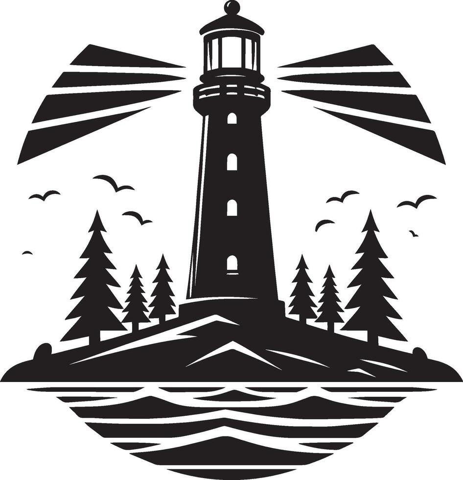 Lighthouse silhouette flat illustration isolated on a white background vector