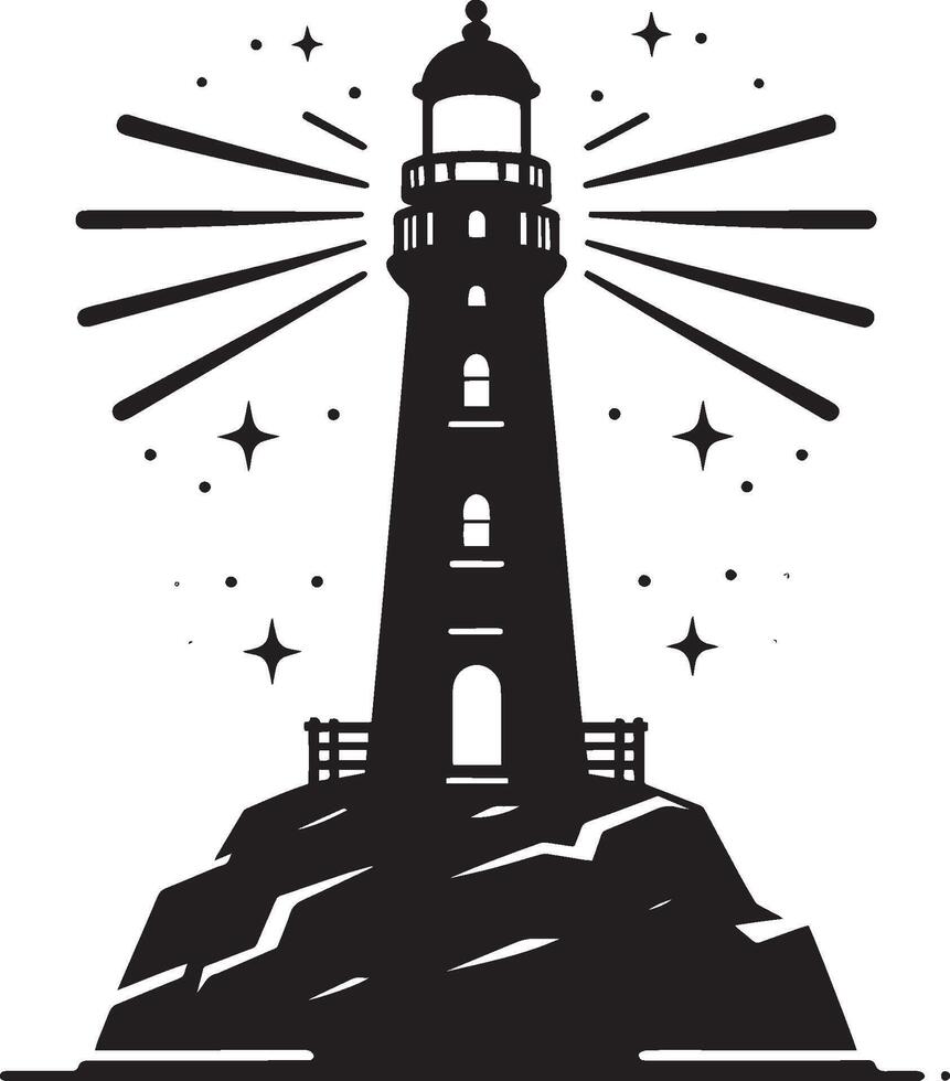 Lighthouse silhouette flat illustration isolated on a white background vector
