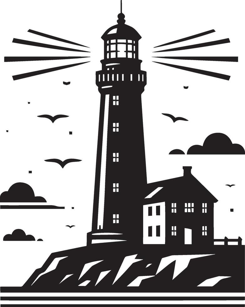 Lighthouse silhouette flat illustration isolated on a white background vector