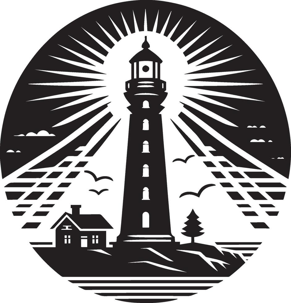 Lighthouse silhouette flat illustration isolated on a white background vector