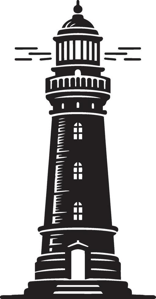 Lighthouse silhouette flat illustration isolated on a white background vector