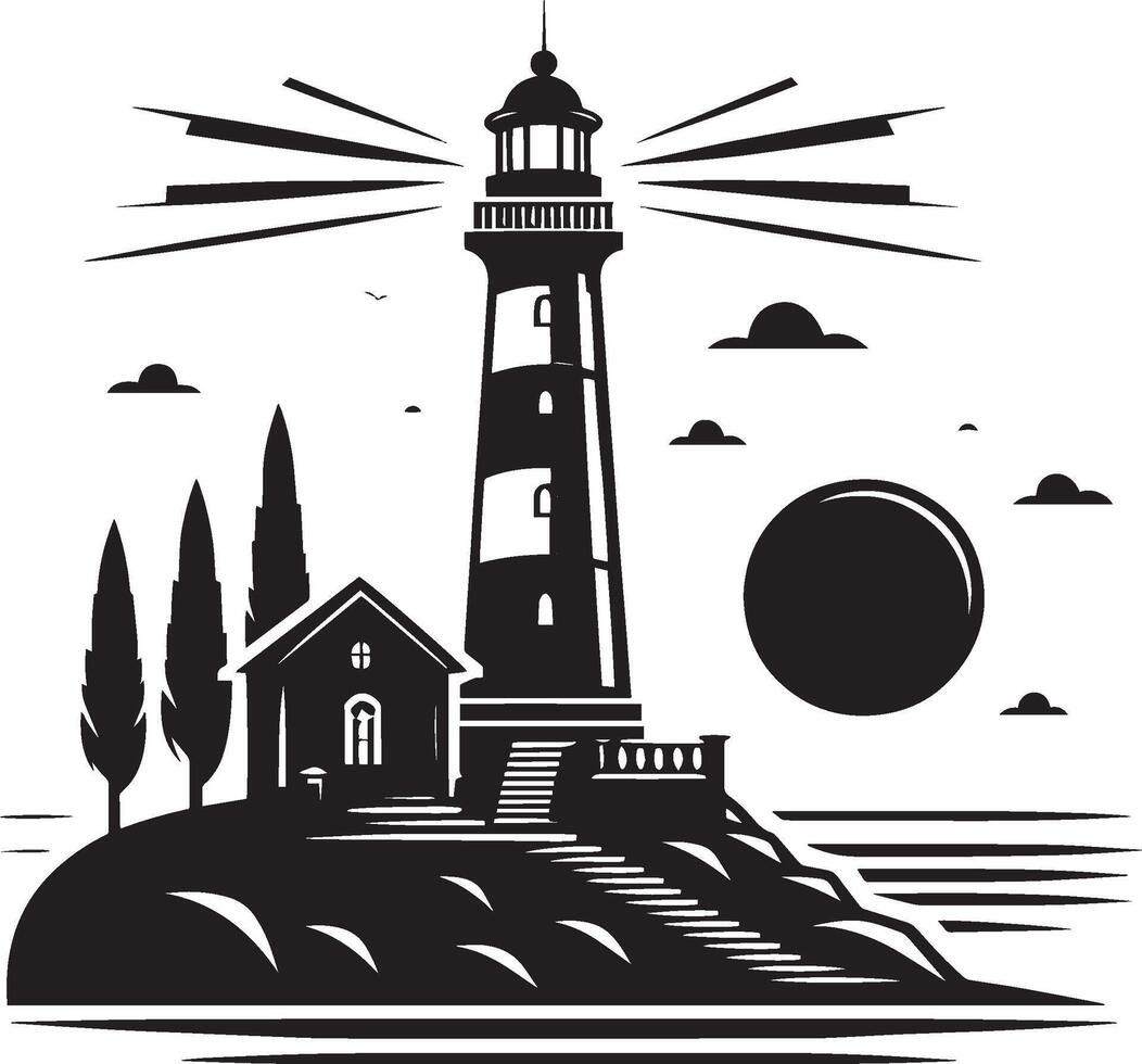 Lighthouse silhouette flat illustration isolated on a white background vector