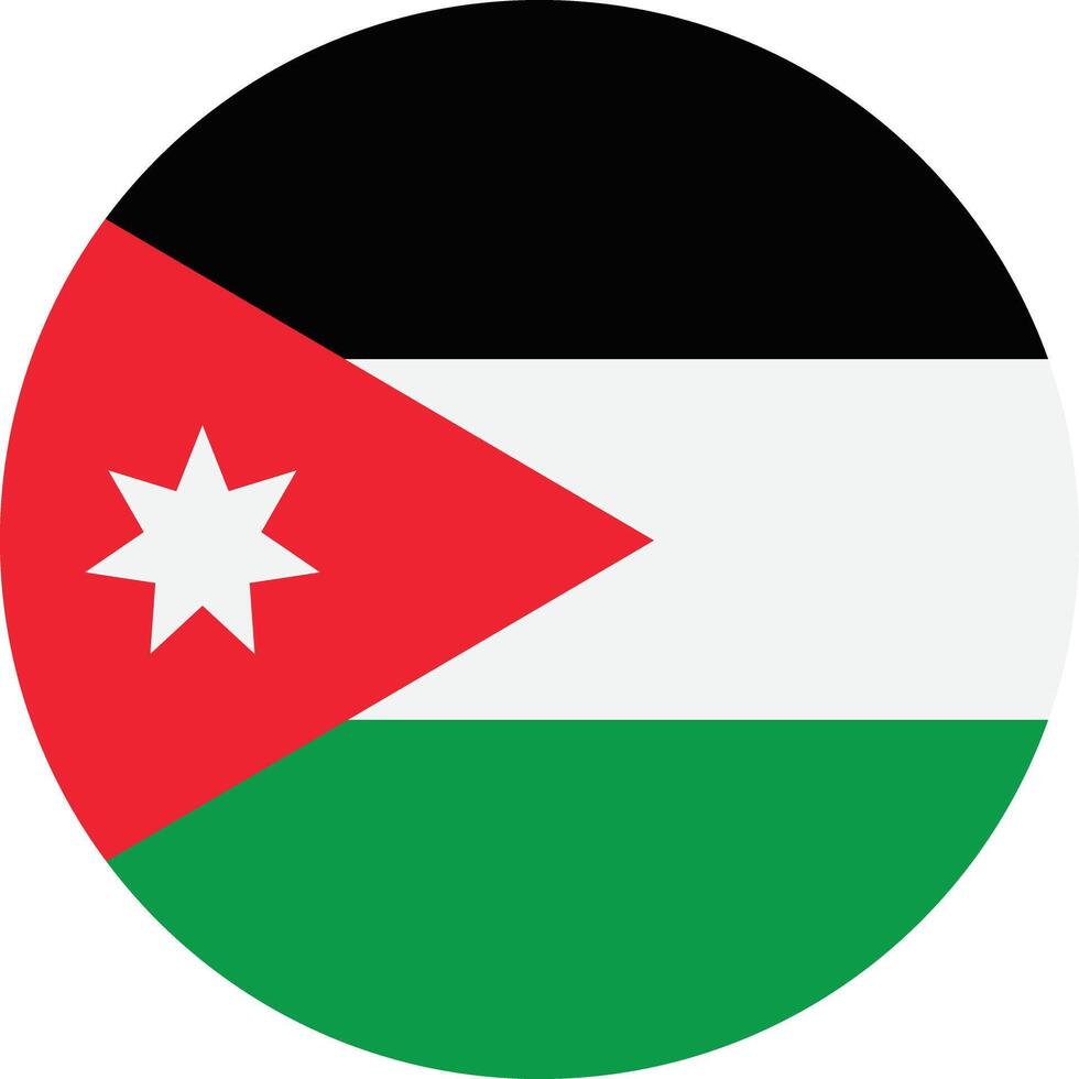 Round Jordan flag . Jordan circle flag . Jordan flag button . illustration vector