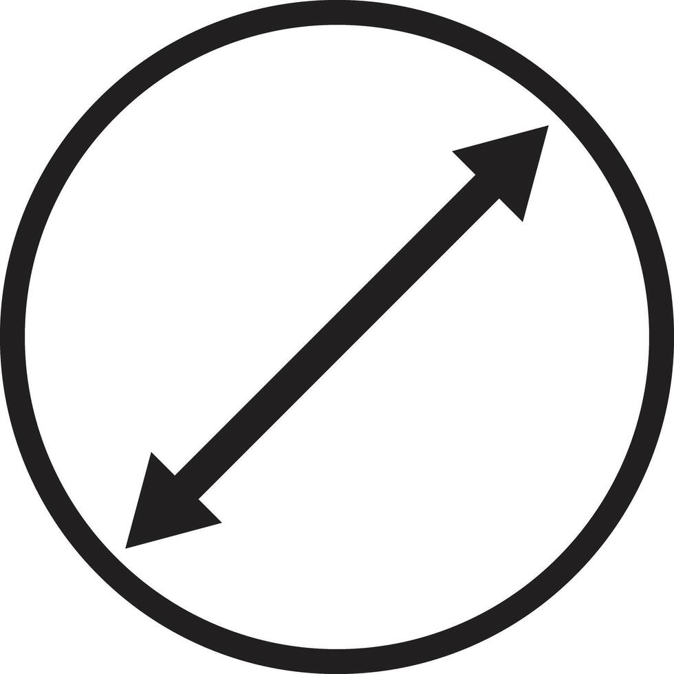 Diameter icon with arrow isolated on white background . Circle diameter icon vector