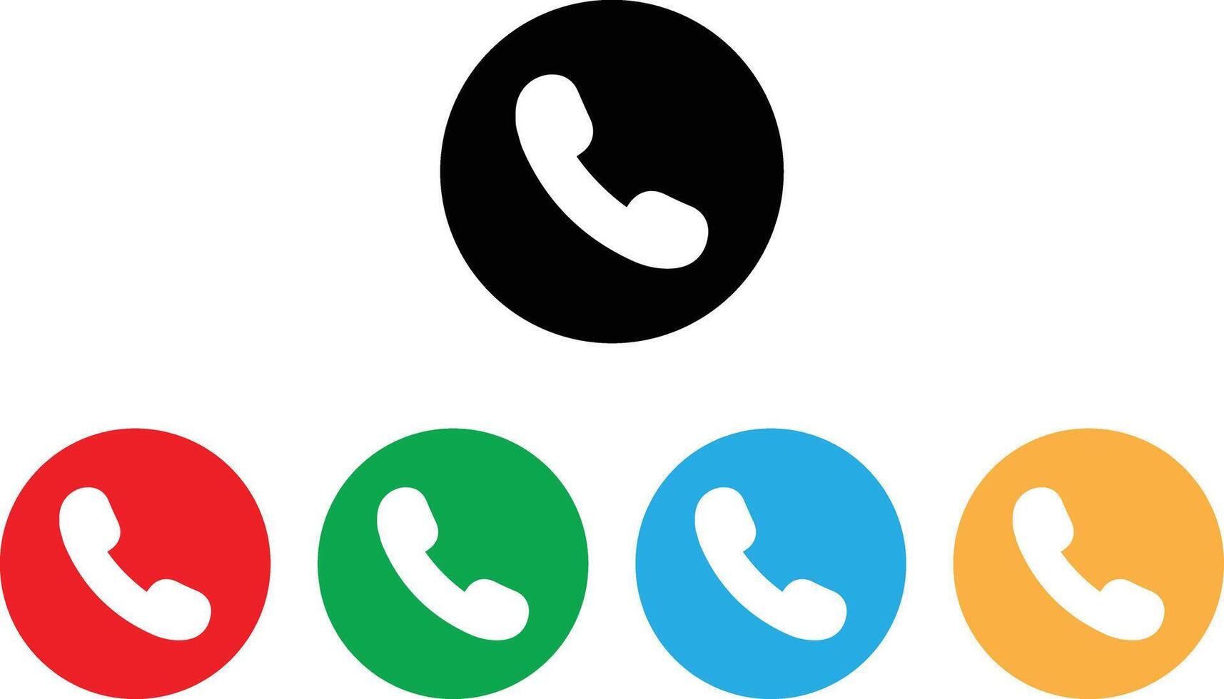 Colorful call icon in black, red, green, blue and orange colors . Phone call icon set . illustration vector