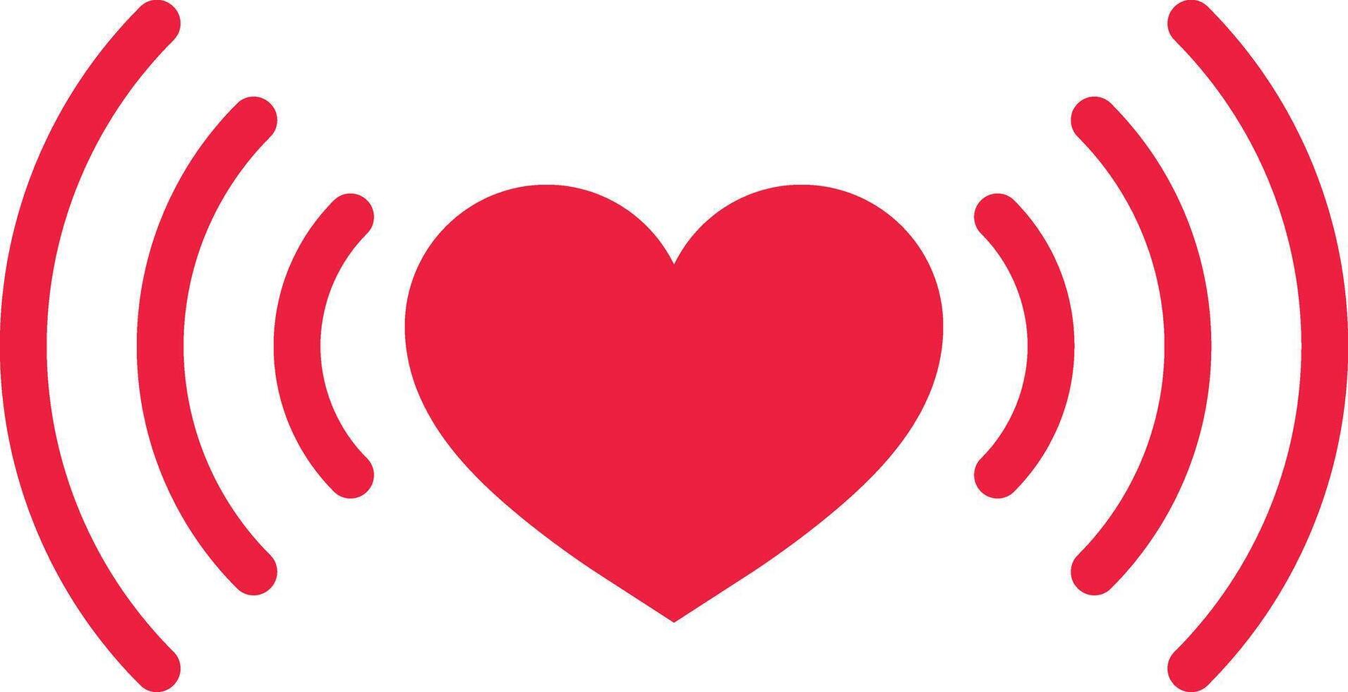 Heart wifi icon . Red wifi heart icon . Love signal icon . Heart waves symbol . illustration vector