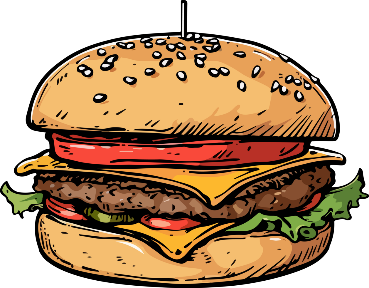 burger illustration isolated on transparent background. png