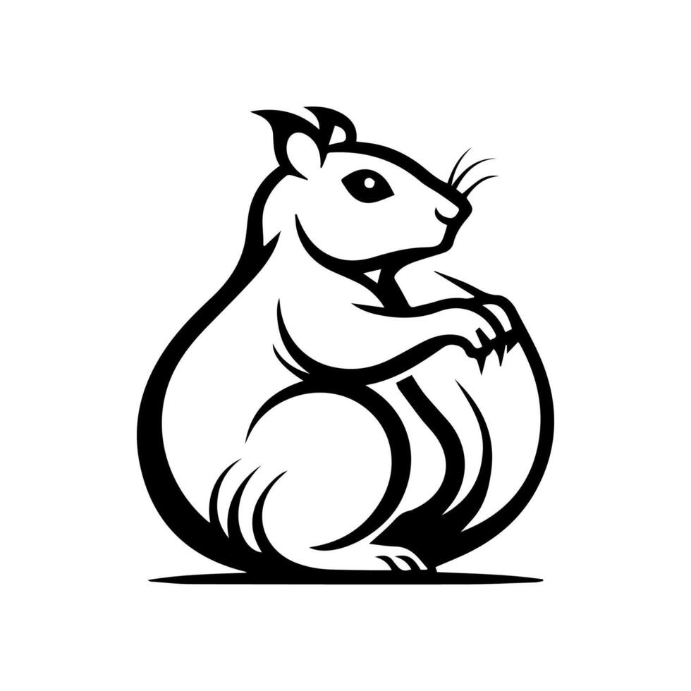Squirrel icon or modern line symbol. line art and icon design with bold outline. Black and white Pixel Perfect minimalistic symbol isolated white background. Silhouette simple thin sign vector