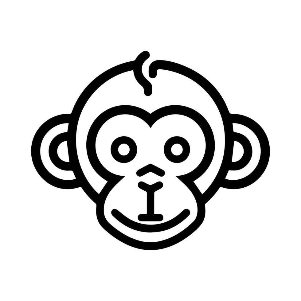 Monkey icon or modern line symbol. line art and icon design with bold outline. Black and white Pixel Perfect minimalistic symbol isolated white background. Silhouette simple thin sign vector