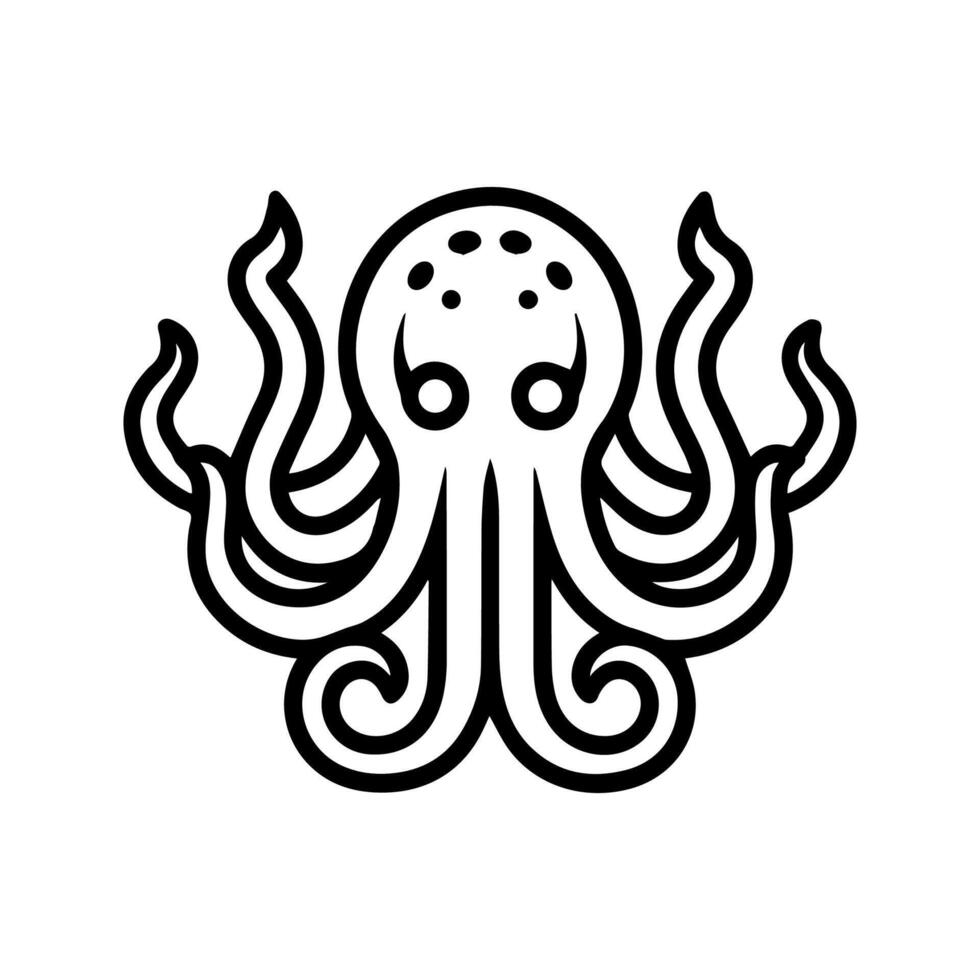Kraken icon or modern line symbol. line art and icon design with bold outline. Black and white Pixel Perfect minimalistic symbol isolated white background. Silhouette simple thin sign vector