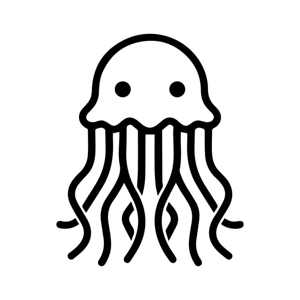 Jellyfish icon or modern line symbol. line art and icon design with bold outline. Black and white Pixel Perfect minimalistic symbol isolated white background. Silhouette simple thin sign vector