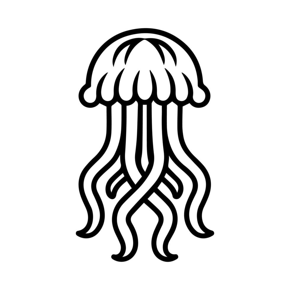 Jellyfish icon or modern line symbol. line art and icon design with bold outline. Black and white Pixel Perfect minimalistic symbol isolated white background. Silhouette simple thin sign vector