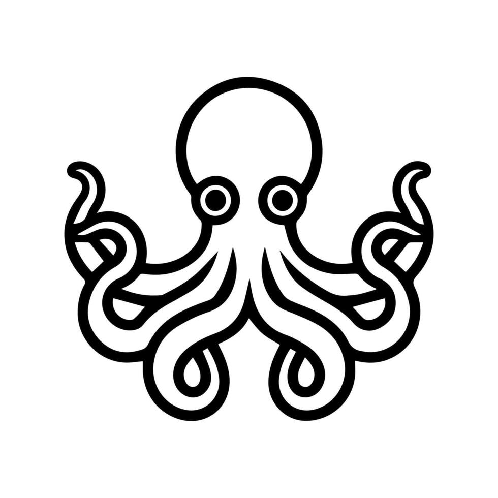 Kraken icon or modern line symbol. line art and icon design with bold outline. Black and white Pixel Perfect minimalistic symbol isolated white background. Silhouette simple thin sign vector