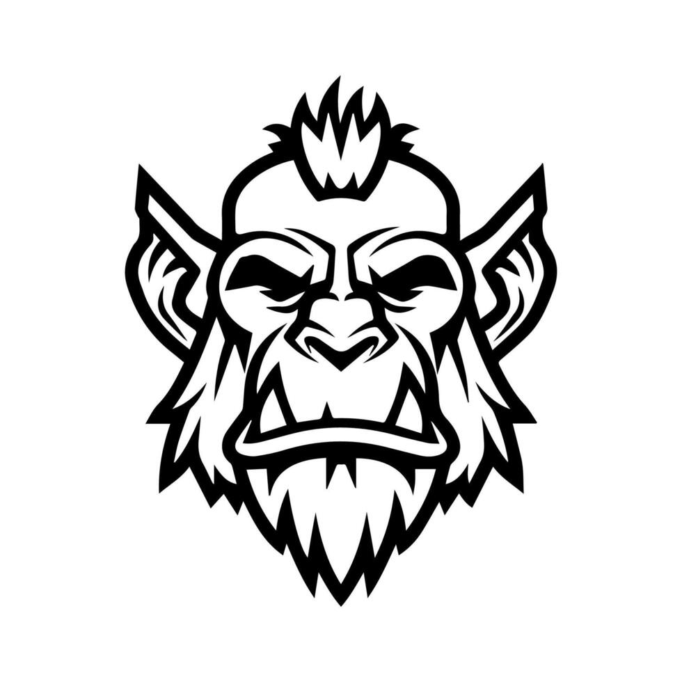 orc icon or modern line symbol. line art and icon design with bold outline. Black and white Pixel Perfect minimalistic symbol isolated white background. Silhouette simple thin sign vector