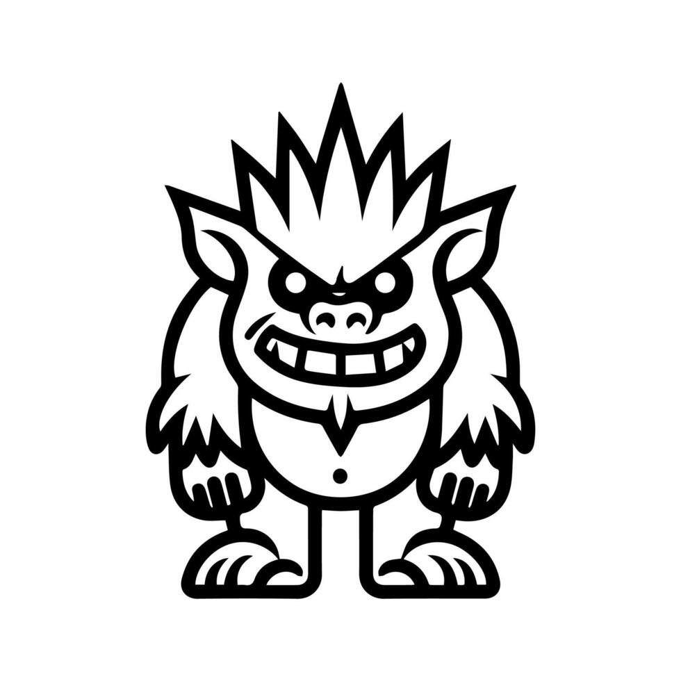 troll icon or modern line symbol. line art and icon design with bold outline. Black and white Pixel Perfect minimalistic symbol isolated white background. Silhouette simple thin sign vector