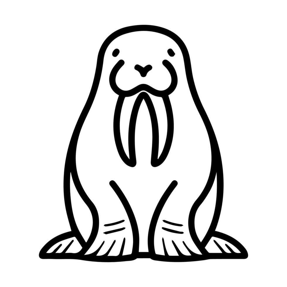 Walrus icon or modern line symbol. line art and icon design with bold outline. Black and white Pixel Perfect minimalistic symbol isolated white background. Silhouette simple thin sign vector