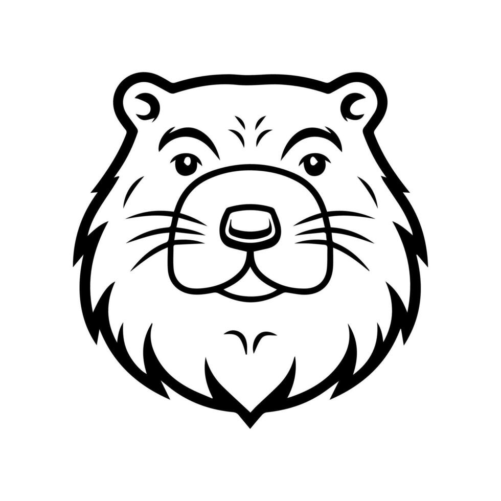 Beaver icon or modern line symbol. line art and icon design with bold outline. Black and white Pixel Perfect minimalistic symbol isolated white background. Silhouette simple thin sign vector