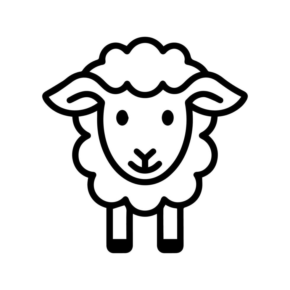 Sheep icon or modern line symbol. line art and icon design with bold outline. Black and white Pixel Perfect minimalistic symbol isolated white background. Silhouette simple thin sign vector