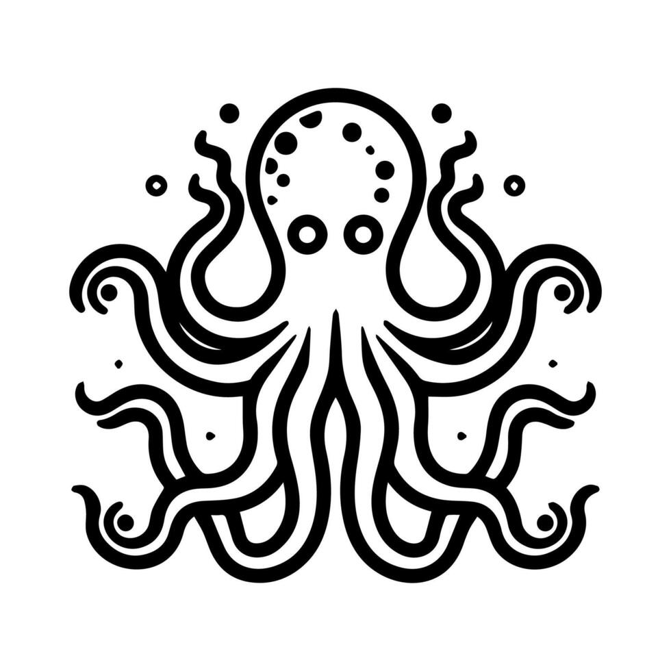 Kraken icon or modern line symbol. line art and icon design with bold outline. Black and white Pixel Perfect minimalistic symbol isolated white background. Silhouette simple thin sign vector