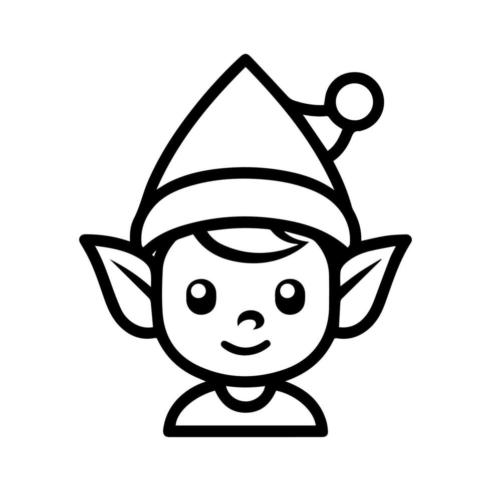 Elf icon or modern line symbol. line art and icon design with bold outline. Black and white Pixel Perfect minimalistic symbol isolated white background. Silhouette simple thin sign vector