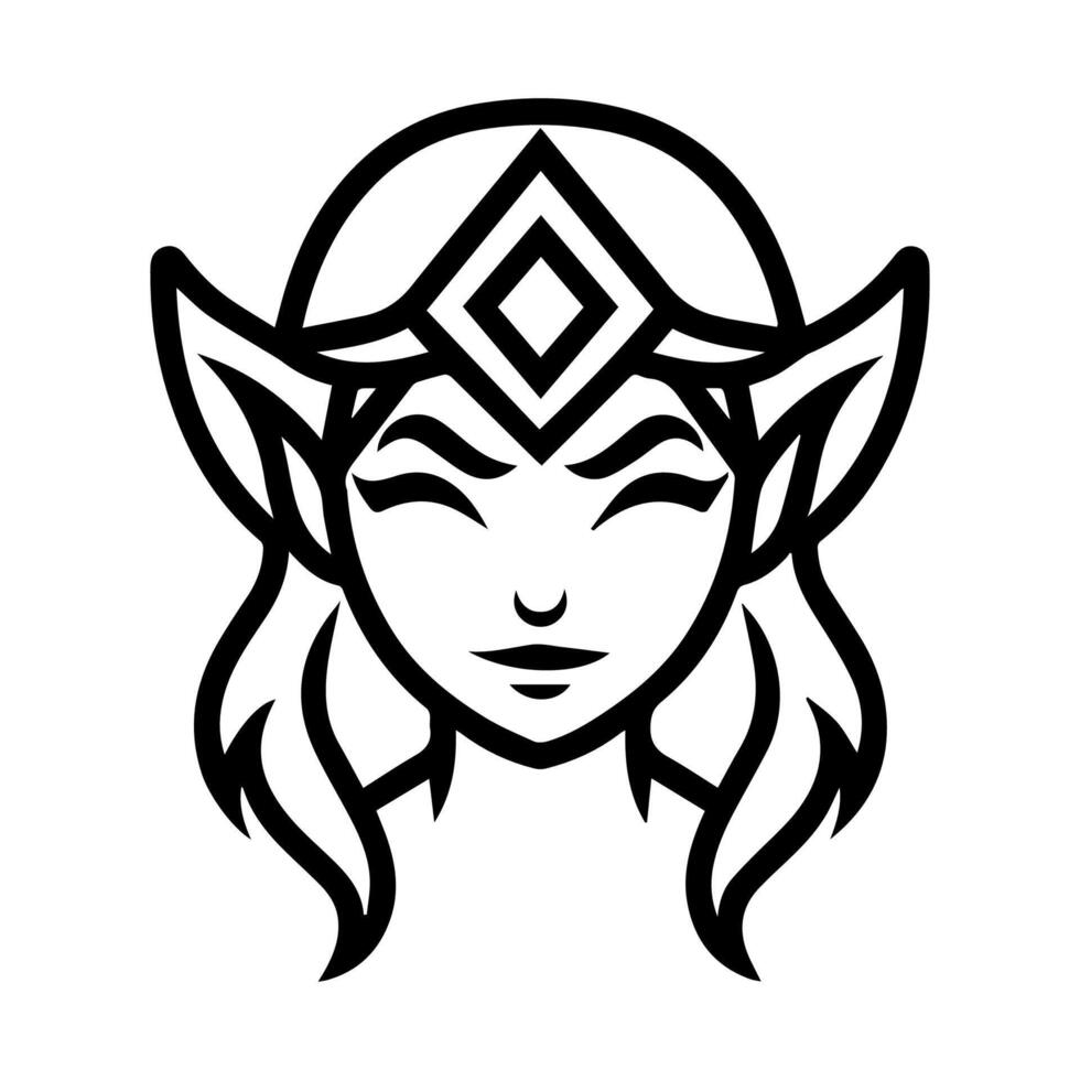Elf icon or modern line symbol. line art and icon design with bold outline. Black and white Pixel Perfect minimalistic symbol isolated white background. Silhouette simple thin sign vector