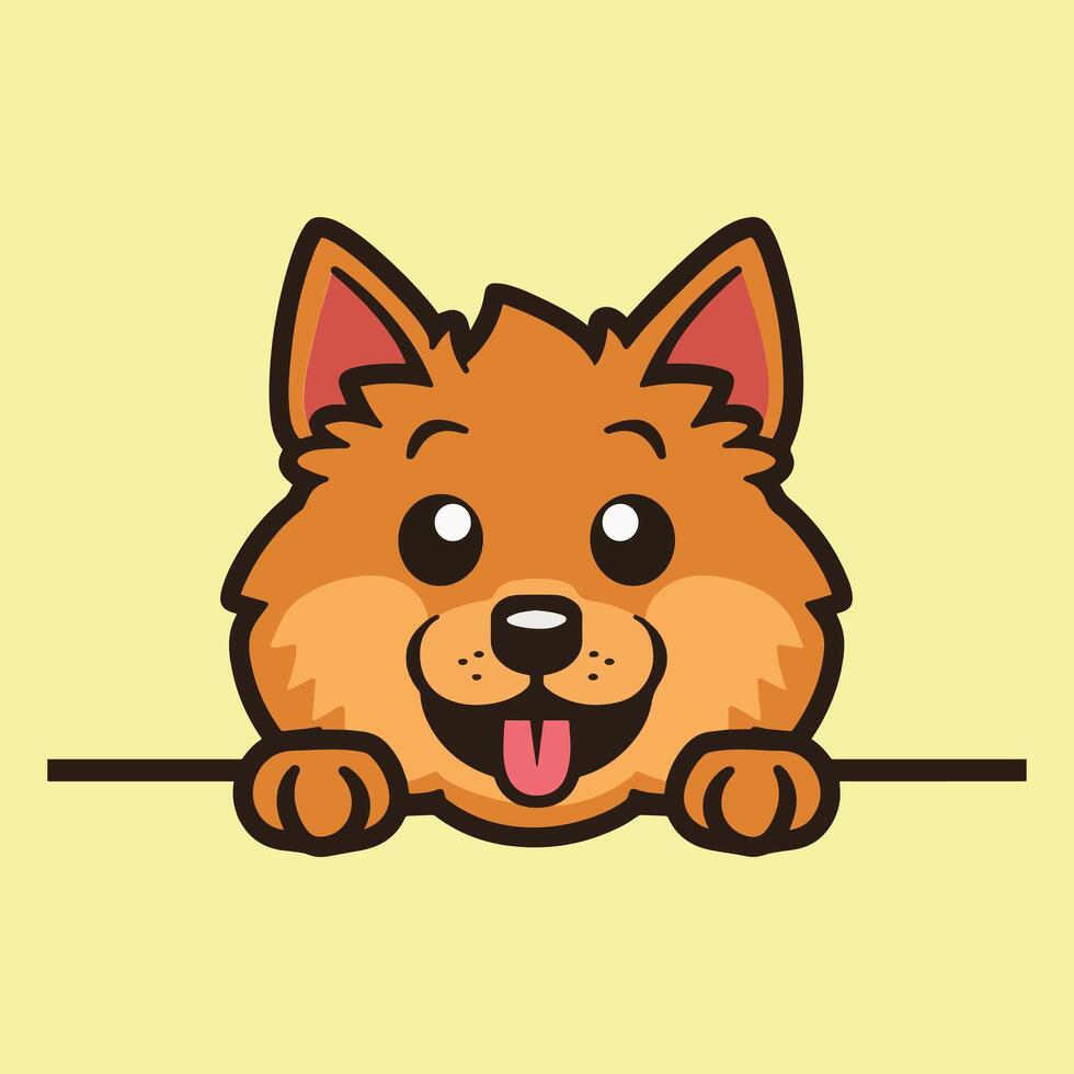 Finnish Spitz Dog Peeking Face Clipart - Dog Face Logo - Dog isolated illustration vector