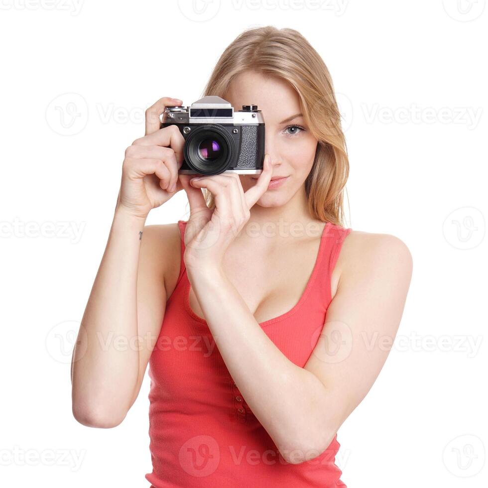 young woman with camera photo
