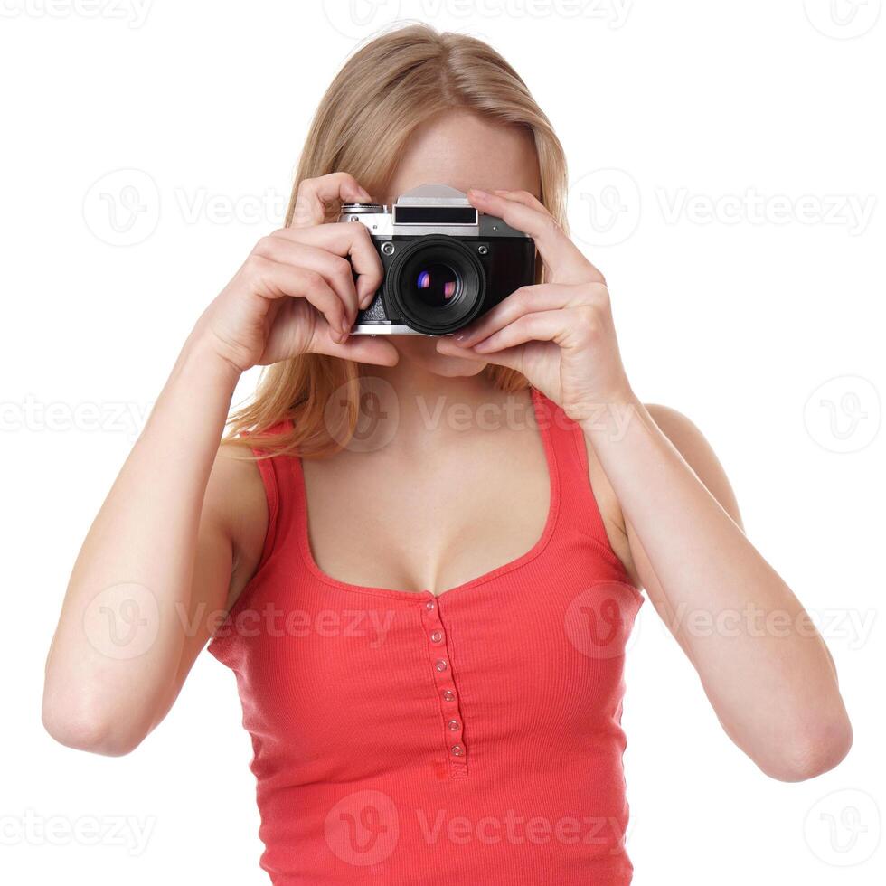 young woman with camera photo
