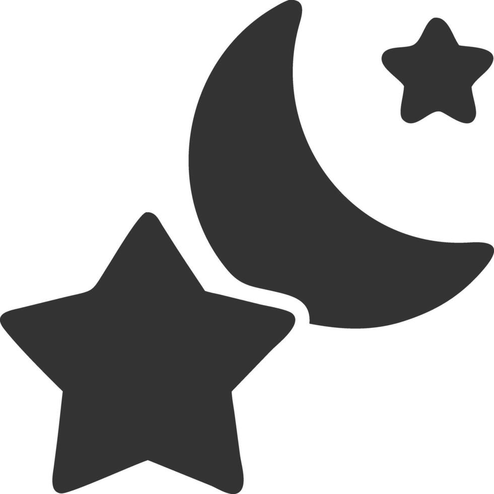 moon stars black fill icon vector