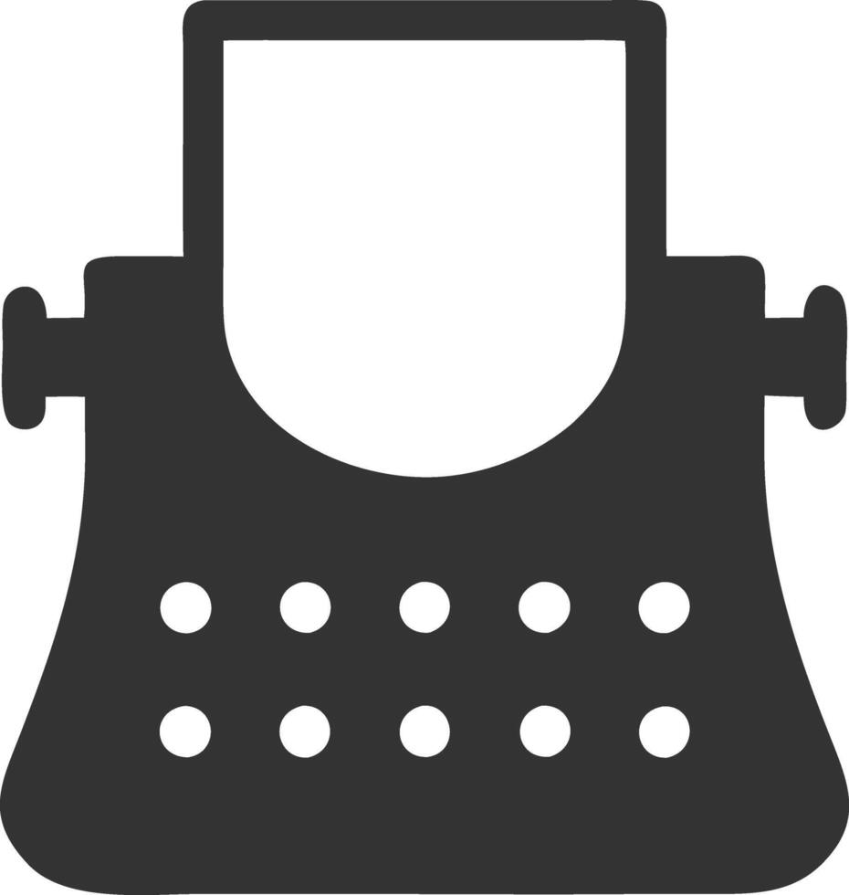 typewriter, black, fill, icon, vector