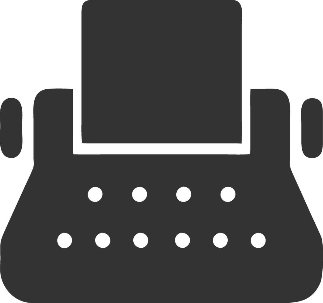 typewriter, black, fill, icon, vector