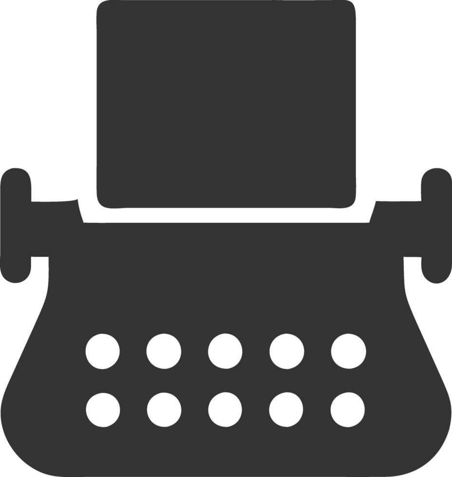 typewriter, black, fill, icon, vector