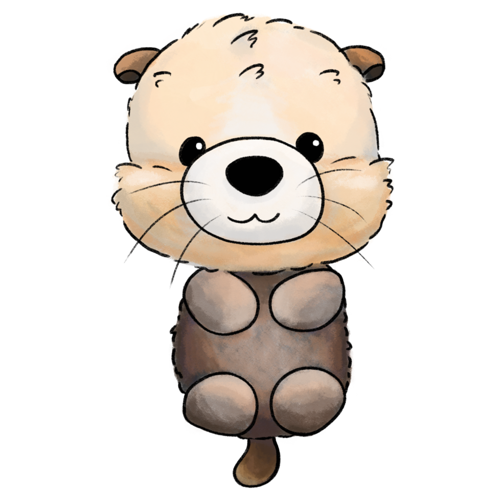 Cute cartoon otter isolated illustration png