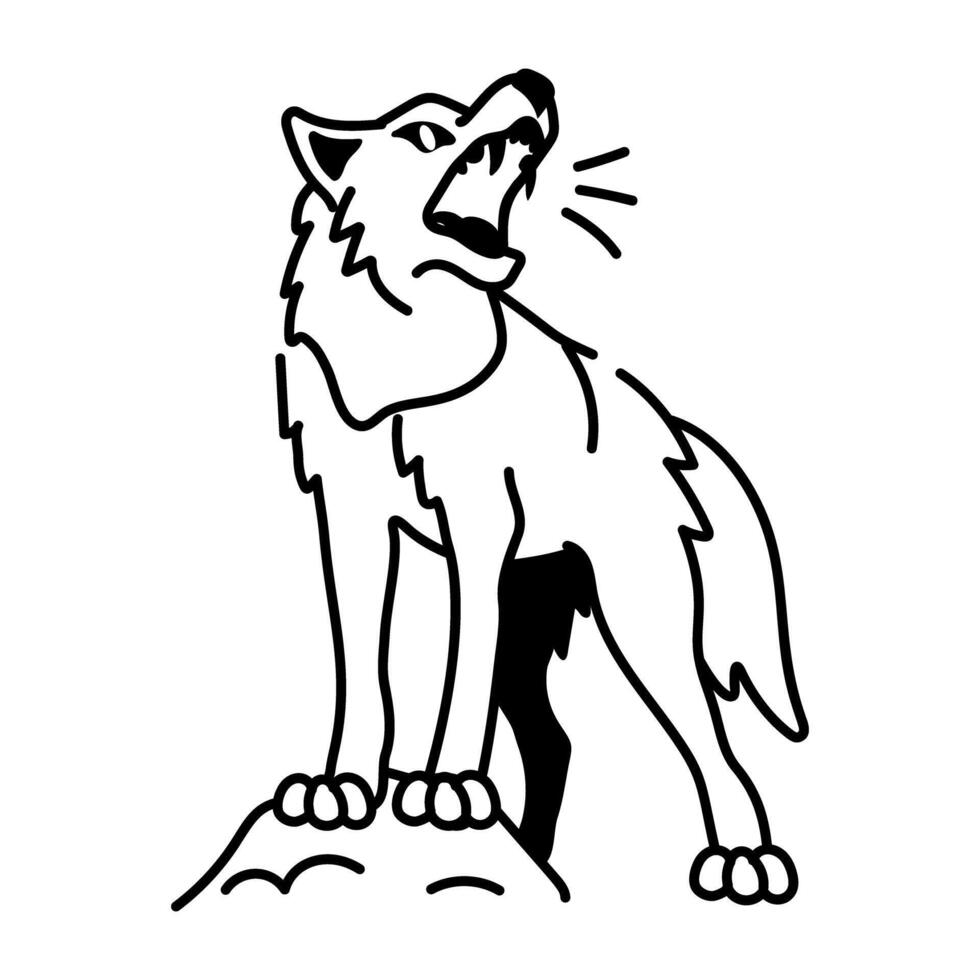 A doodle style icon of an angry wolf vector