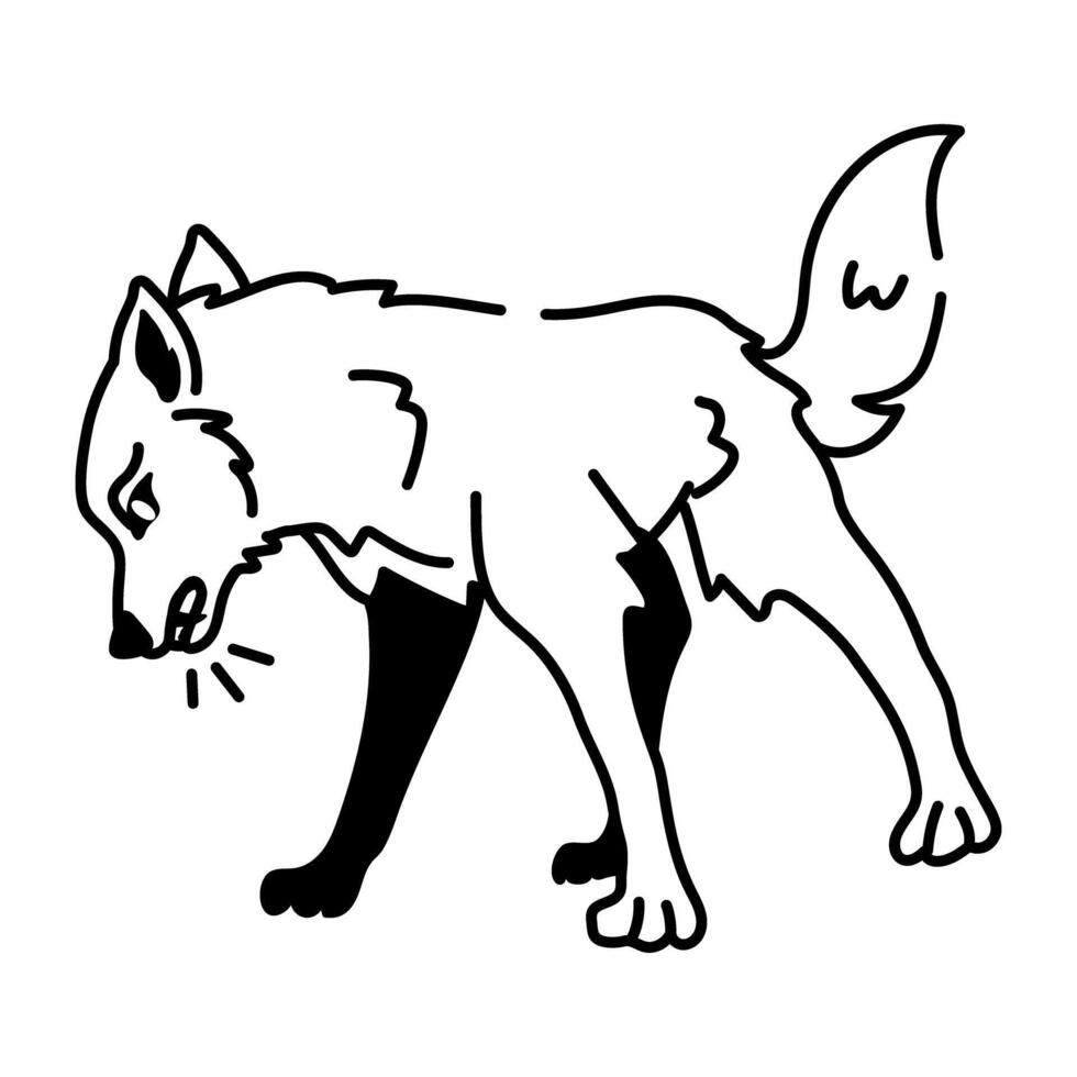 A doodle style icon of an angry wolf vector