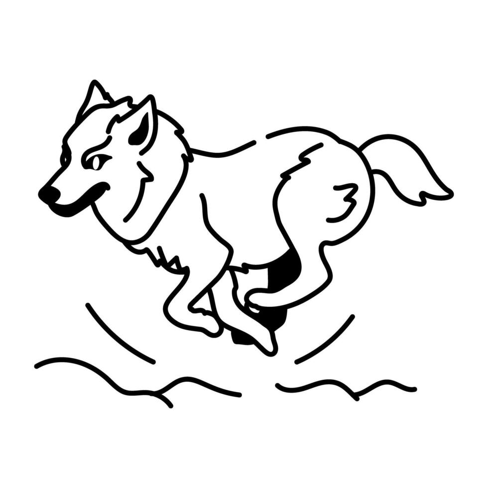 A doodle style icon of an angry wolf vector