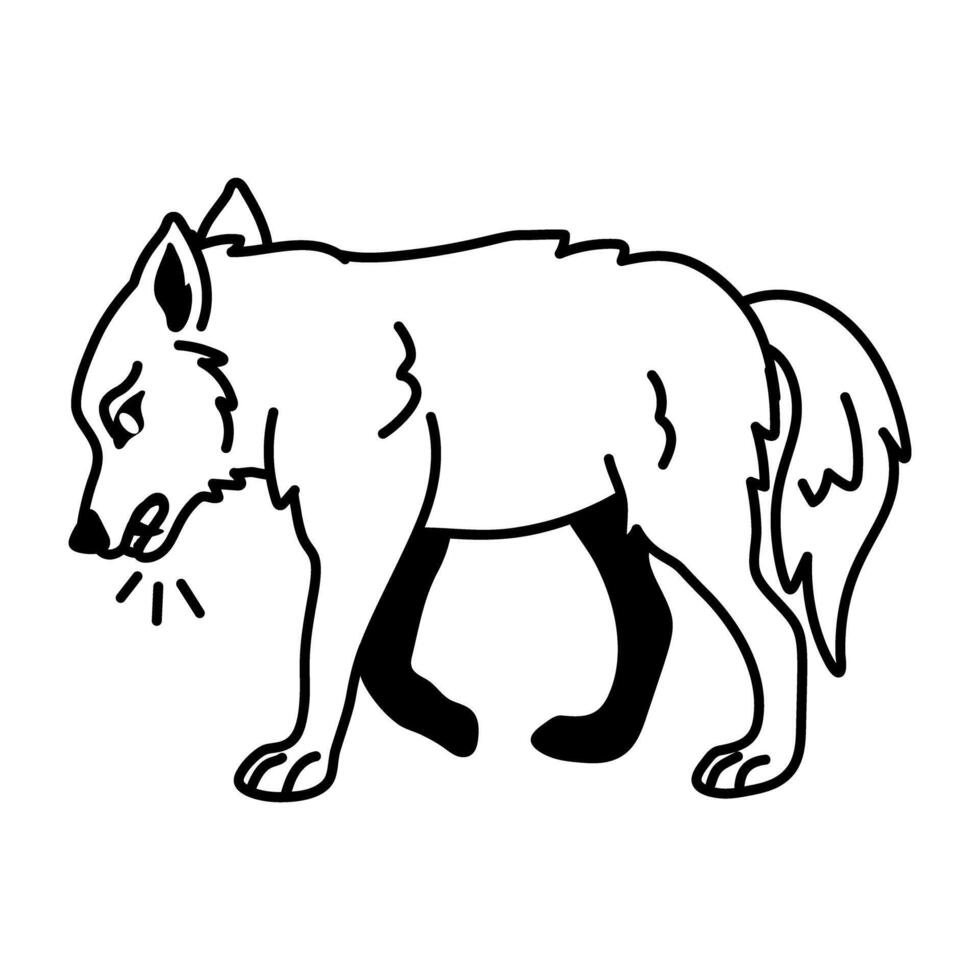 A doodle style icon of an angry wolf vector