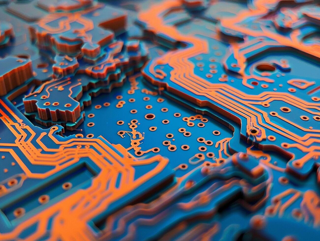 IC circuit board flow design concept. photo